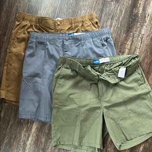 Men's Casual Shorts Trio - Olive, Charcoal, and Khaki
